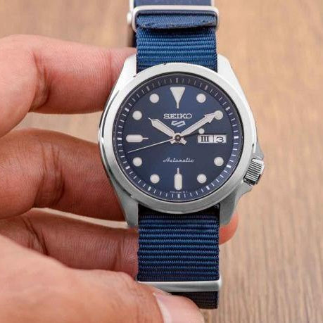 Seiko 5 Sports Automatic Blue Dial Blue Nylon Strap Watch for Men - SRPE63K1 - Image 4